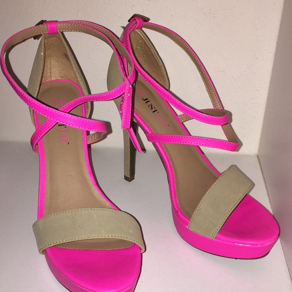 Pink and natural pumps